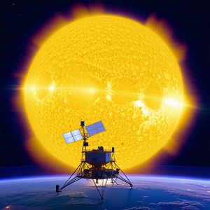 A Space Shuttle On A Mission, With The Sun In The Background