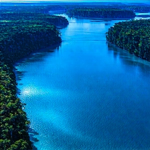 Nature Drone Photography: Crystal clear lake surrounded by lush vegetation