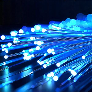 Close-up Of Fiber Optic Cables With Close-up Blue
