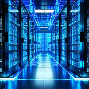 Server Rack With Holographic Projection With Image, There