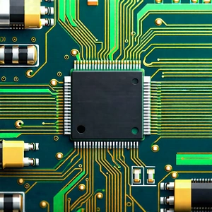 Tech Technical Illustration: Close-up of electronic circuit