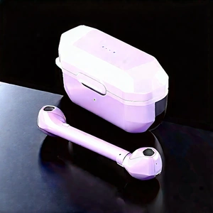 Wireless Earbuds With User Interface With Purple Case