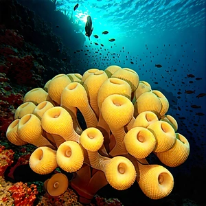 Nature Octane Render: Coral Reef In Autumn Colors With Vibrant Coral