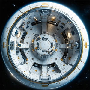 A Large, White Spacecraft With A Round