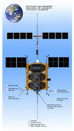 A Satellite In Space With A Large Antenna Attached To It