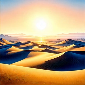Nature Pastel Drawing: Desert (landscape:1.39) During Sunrise With Beautiful Sunset