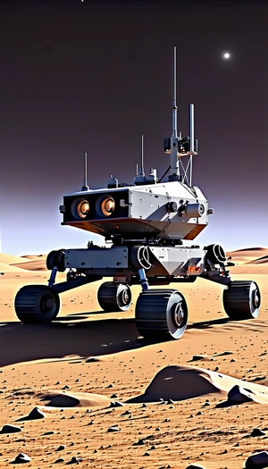 A Futuristic Robotic Vehicle With A Large Wheel In The Foreground