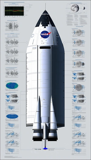The Image Is A Detailed Diagram Of A Space Shuttle, Showcasing Its Various Components