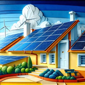 Tech Gouache Painting: Innovative Renewable Energy Design With Painting House