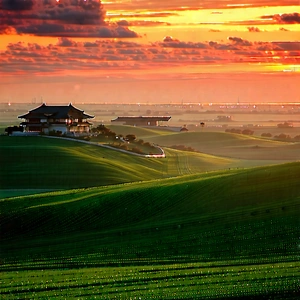 Nature Architectural Photography: Rolling hills during golden hour