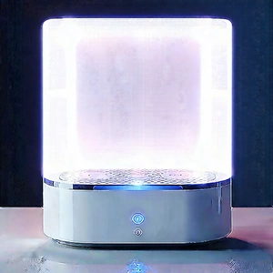 Smart Home Device With Glowing Screen With White, Square-shaped