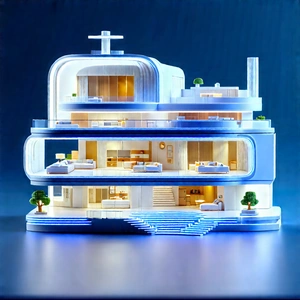 Futuristic Smart Home With Blue White