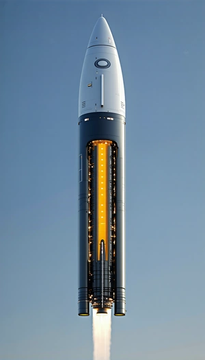 A Large Rocket Is Shown In The Image, With Its Lighted Interior Illuminating The Scene