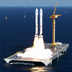 A Large Rocket Ship On A Runway, With A Bright White Trail Of Smoke Coming From It