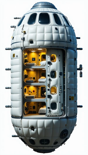A Large White Spacecraft With A Hollow Interior