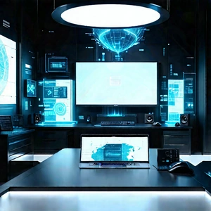 (futuristic:1.17) Tech Startup Office With Futuristic Room