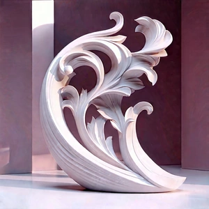 Abstract Art Nouveau Style: Plastic Sculpture With Depth With Large, White,
