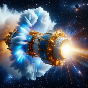 image, there large spacecraft blue