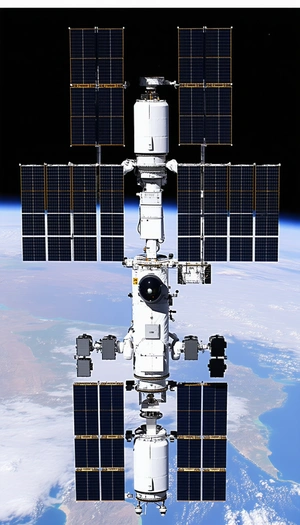 large white spacecraft seen sky