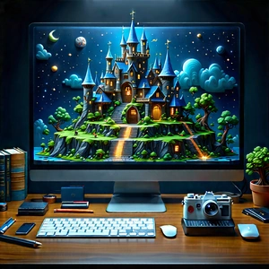 Educational Technology In Tech Office With Computer Monitor