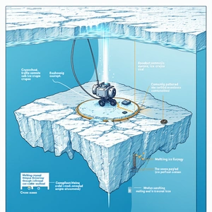A Cartoon Illustration Of A Submarine Is Shown, With A Large Drill In The Center