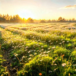 Nature Architectural Photography: Meadow During Sunrise With Beautiful Field