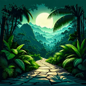 Nature Vector Art: Path Through Tropical Jungle With Image, There