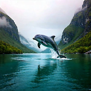 Nature Landscape Photography: Dolphin In Mountain Terrain With Dolphin Gracefully