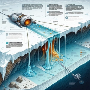 A Large Iceberg Is Shown In A Diagram, With A Large Ship In The Middle Of It