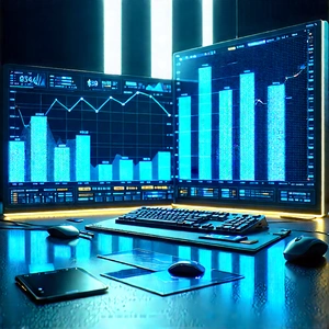 Financial Technology In Tech Office With Computer Desk