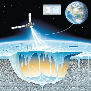 A Spacecraft, Possibly A Satellite, Flying Over A Frozen Planet
