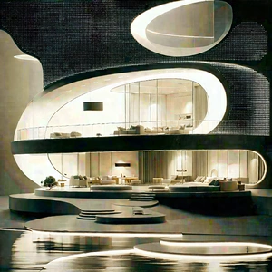 (futuristic:1.33) Smart Home With Black White