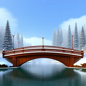Urban Cinema 4d: Iconic Bridge With (snow:1.43) Covering With Beautiful Bridge
