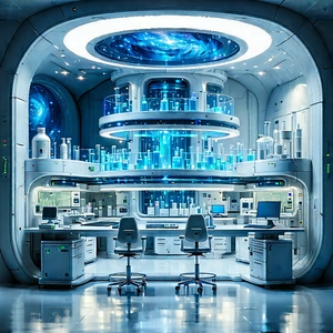 Futuristic Research Laboratory With Image, There
