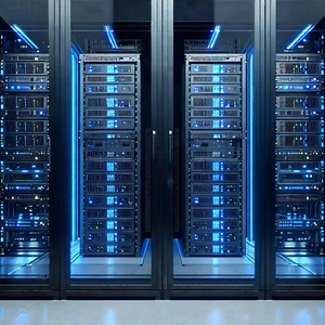 Tech Blender Artwork: Server rack with laser scanning