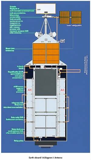 A Large Spacecraft Is Shown In A Diagram, With Various Parts Labeled