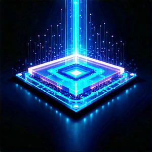 Quantum Computer With Neon Accents With Futuristic, Blue-lit