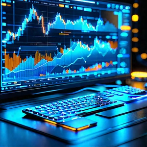 Financial Technology In Tech Office With Laptop Computer