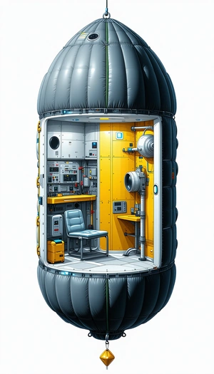In The Image, There Is A Large, Round Spacecraft With A Yellow Interior