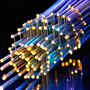 Close-up Of Fiber Optic Cables With Close-up Bunch