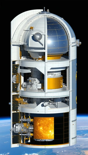 A Large White Space Station Is Shown In The Image