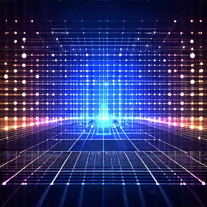 Abstract Abstract Design: Grid System With Glowing Elements With Futuristic, Computer-generated