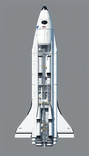 A Large White Space Shuttle Is Shown In A White Background