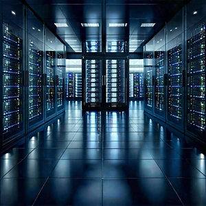 Server Rack With Digital Particles With Large