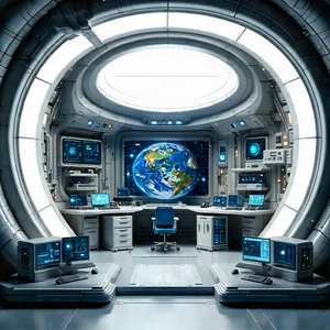 Futuristic Research Laboratory With Futuristic Setting,