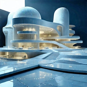 Futuristic Innovation Hub With Computer-generated Drawing