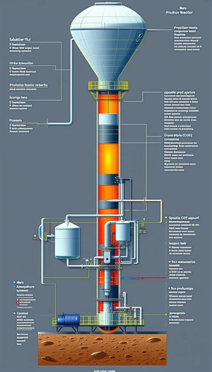 A Large Industrial Plant Is Shown In A Diagram, With A Large Tower And Pipes