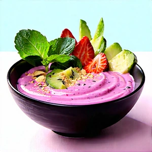 Lifestyle Pastel Drawing: Smoothie Bowl Prepared With Seasonal Produce With Bowl Filled