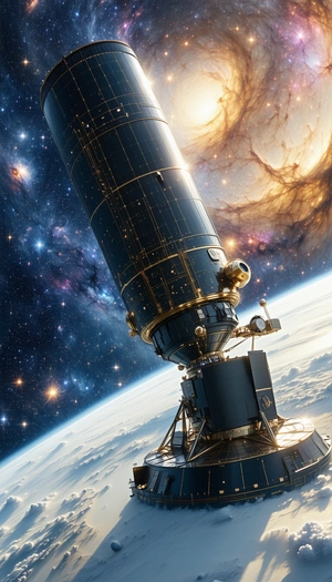 A Spacecraft With A Large Dish Antenna On Top Of It