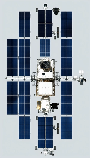 A Space Shuttle Is Docked To A Space Station, And The Two Are Connected By A Long